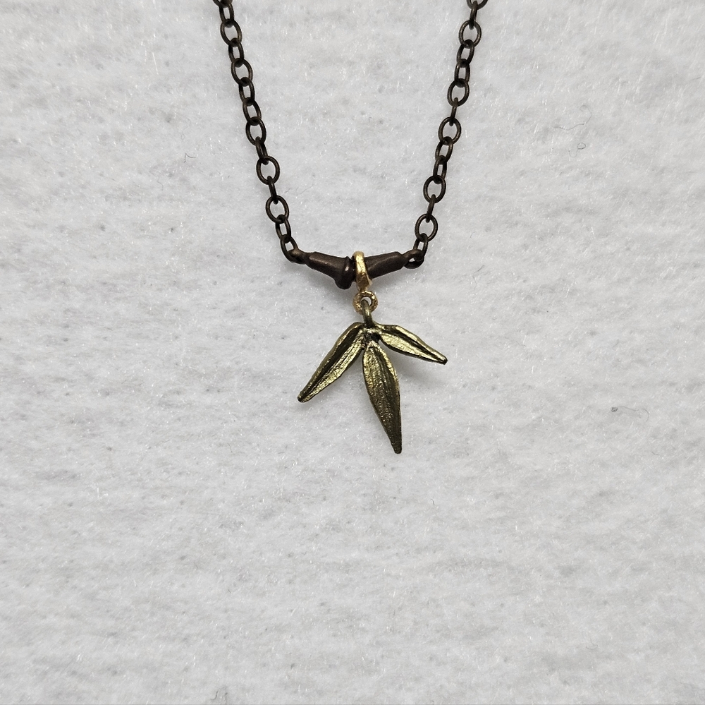 Michael-Michaud Silver Seasons Bamboo Botanical Pendant Necklace